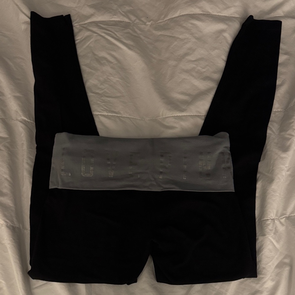 ***SOLD*** Pink Black Leggings with Gray Waistband